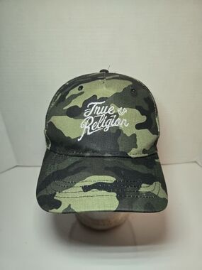 True Religion Olive Green Camouflage Baseball Cap
